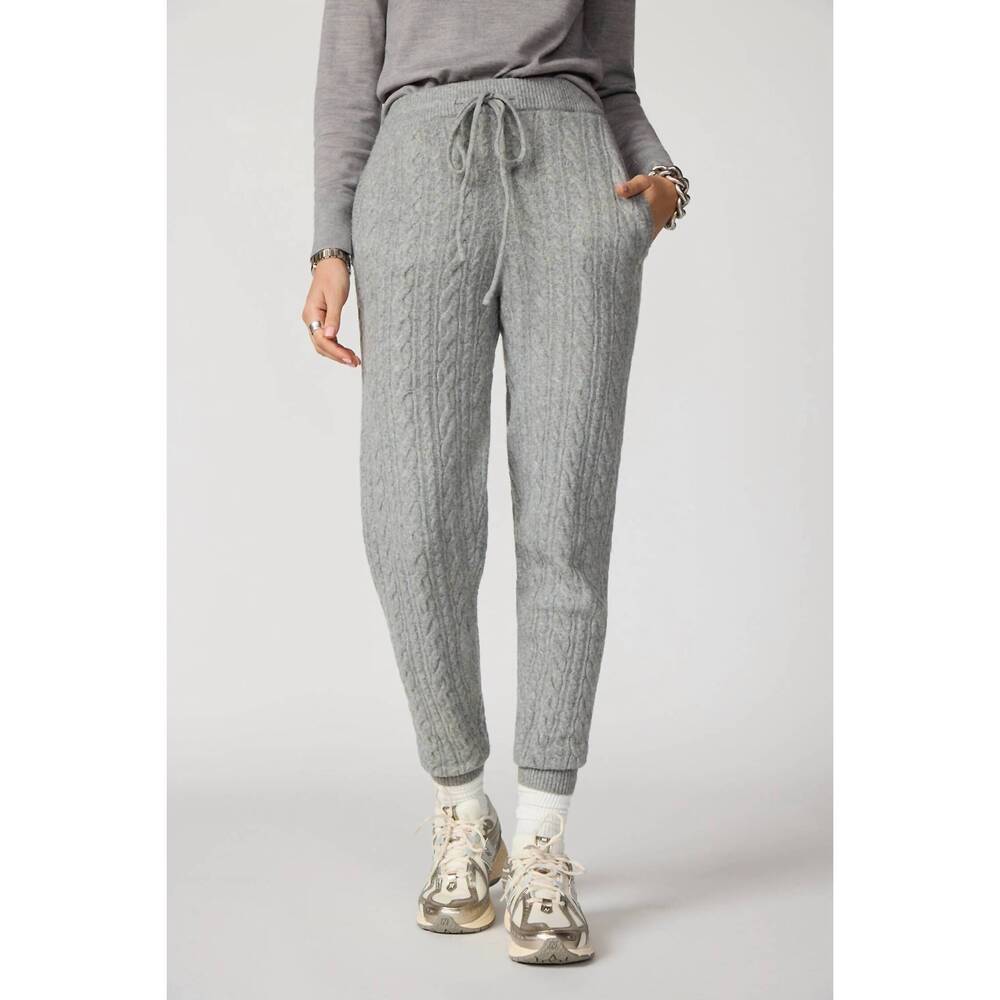 NEW MPG SPORT cable knit jogger in heather steel grey